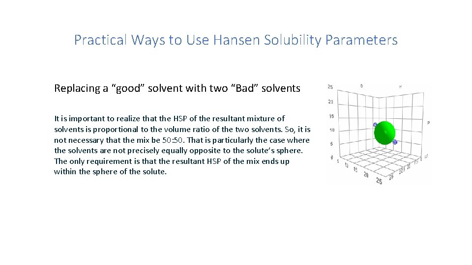 Practical Ways to Use Hansen Solubility Parameters Replacing a “good” solvent with two “Bad”