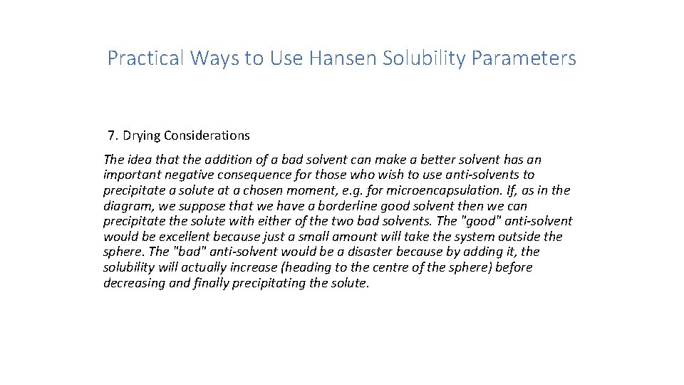 Practical Ways to Use Hansen Solubility Parameters 7. Drying Considerations The idea that the