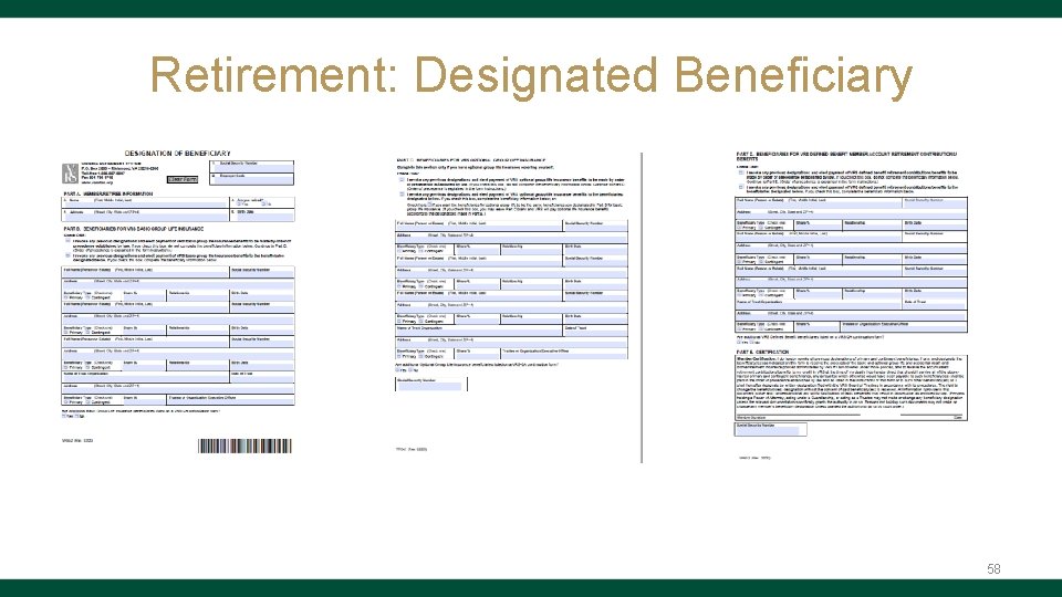Retirement: Designated Beneficiary 58 
