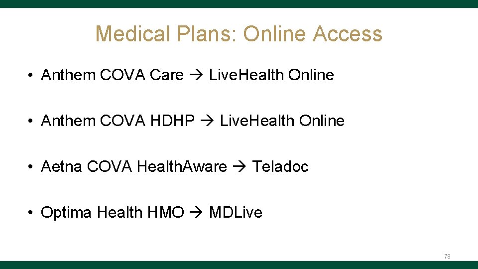 Medical Plans: Online Access • Anthem COVA Care Live. Health Online • Anthem COVA