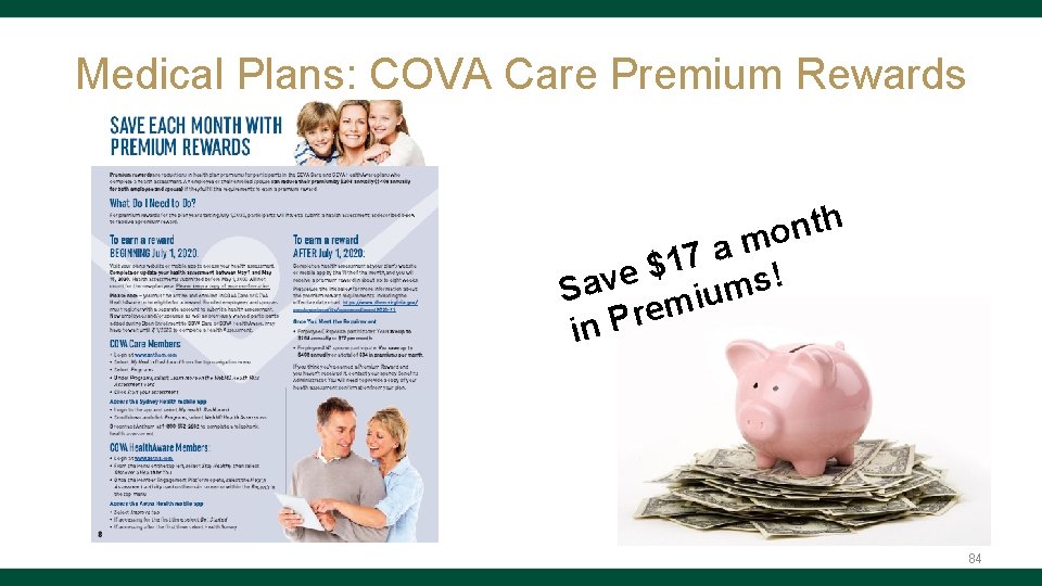 Medical Plans: COVA Care Premium Rewards h t n o m a 7 1