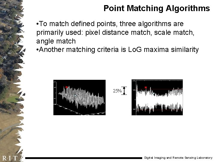 Point Matching Algorithms • To match defined points, three algorithms are primarily used: pixel