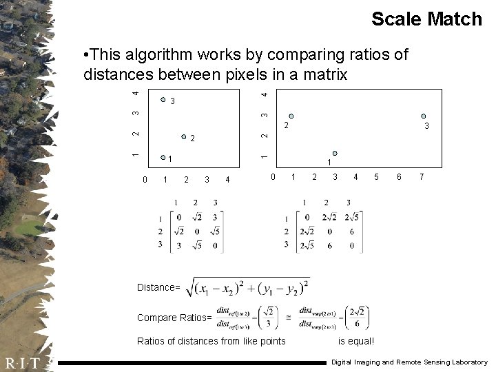 Scale Match 4 4 • This algorithm works by comparing ratios of distances between