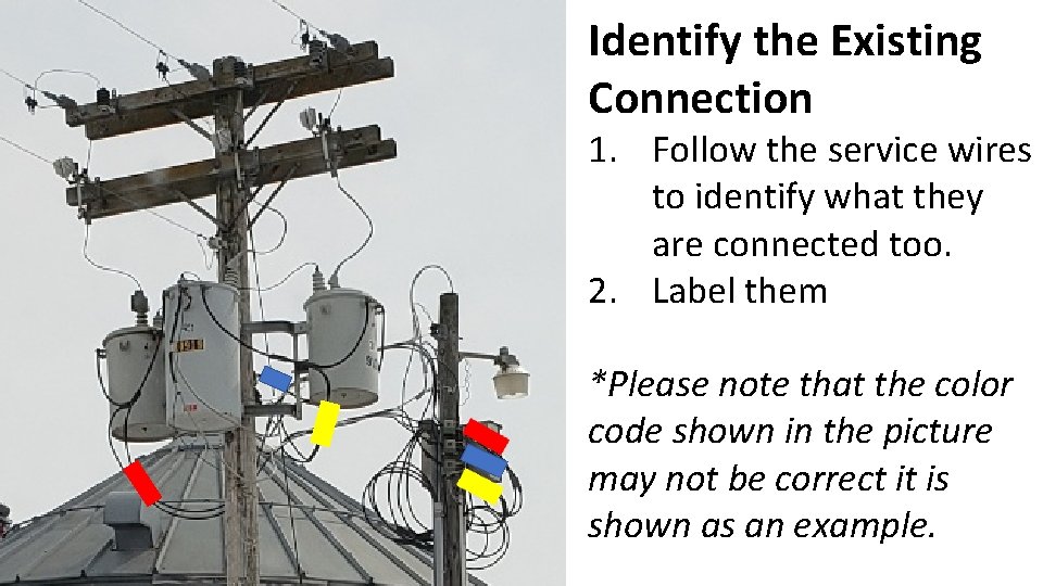 Identify the Existing Connection 1. Follow the service wires to identify what they are