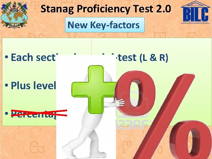 Stanag Proficiency Test 2. 0 New Key-factors • Each section is a mini-test (L