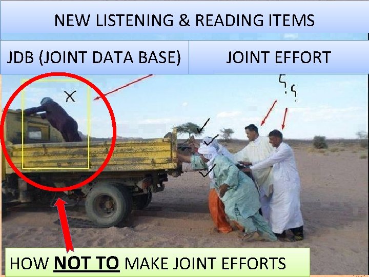 NEW LISTENING & READING ITEMS JDB (JOINT DATA BASE) JOINT EFFORT HOW NOT TO
