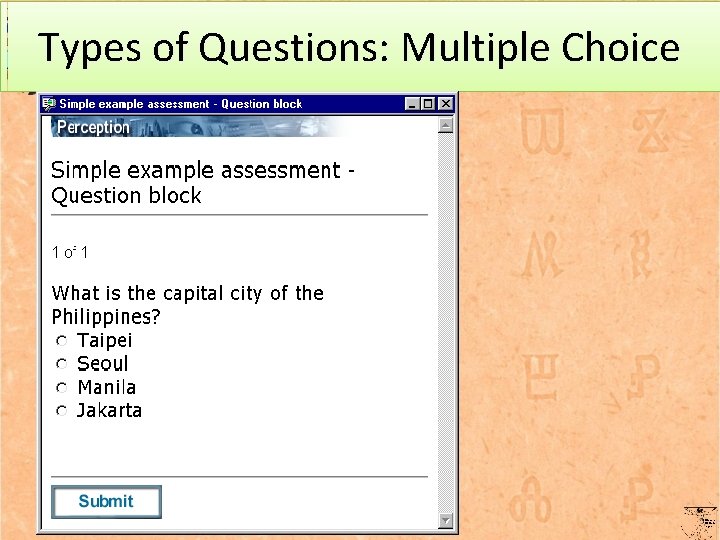 Types of Questions: Multiple Choice Francesco Gratton 2013 