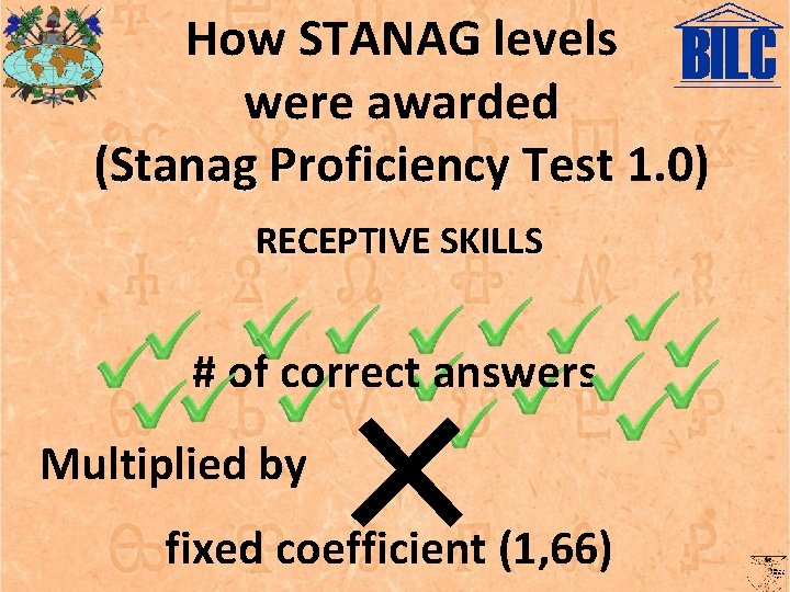 How STANAG levels were awarded (Stanag Proficiency Test 1. 0) RECEPTIVE SKILLS # of