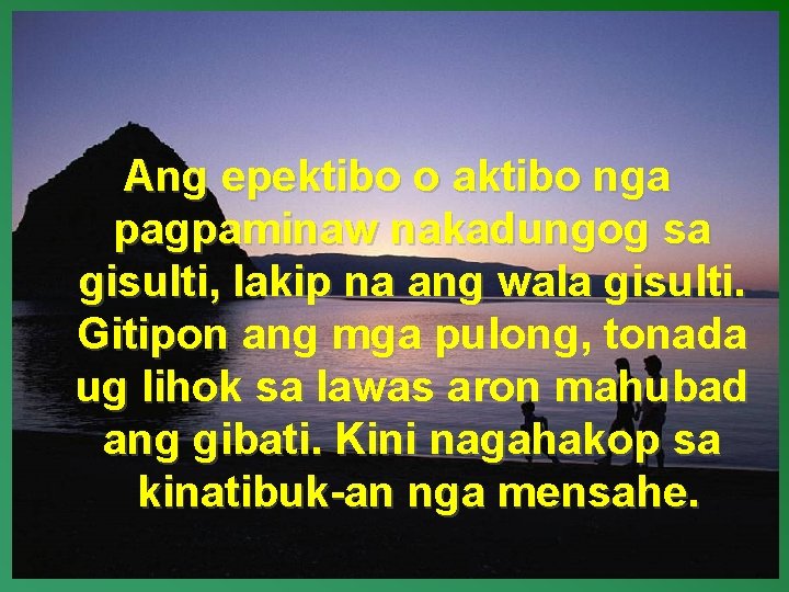 Ang epektibo o aktibo nga pagpaminaw nakadungog sa gisulti, lakip na ang wala gisulti.