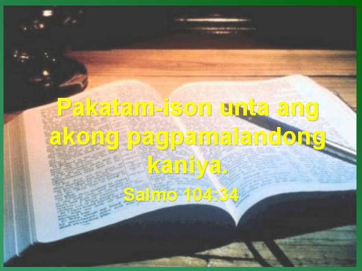 Pakatam-ison unta ang akong pagpamalandong kaniya. Salmo 104: 34 