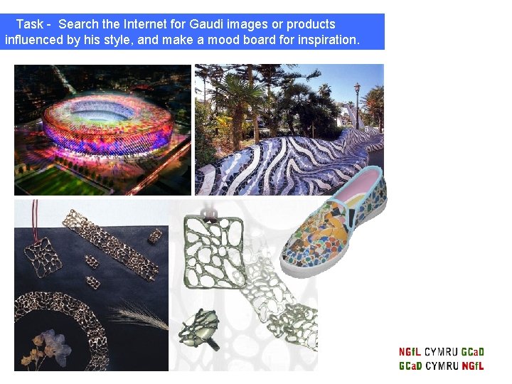 Task - Search the Internet for Gaudi images or products influenced by his style,