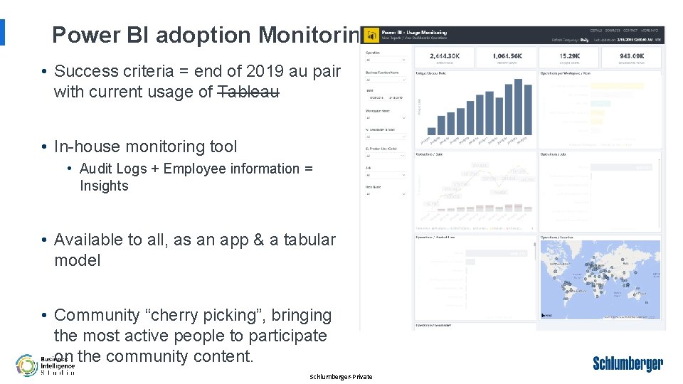 Power BI adoption Monitoring • Success criteria = end of 2019 au pair with
