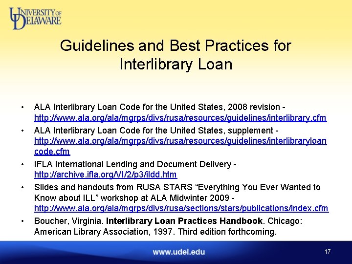 Guidelines and Best Practices for Interlibrary Loan • • • ALA Interlibrary Loan Code