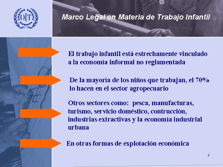 Marco Legal en Materia de Trabajo Infantil El trabajo infantil está estrechamente vinculado a