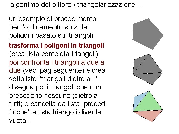 algoritmo del pittore / triangolarizzazione. . . un esempio di procedimento per l'ordinamento su