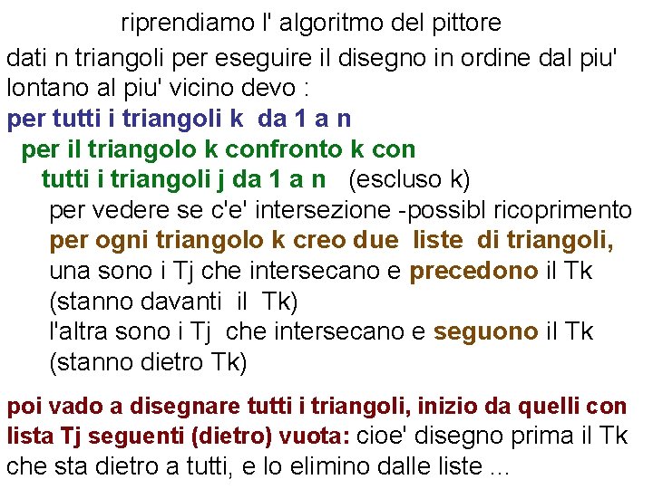 riprendiamo l' algoritmo del pittore dati n triangoli per eseguire il disegno in ordine