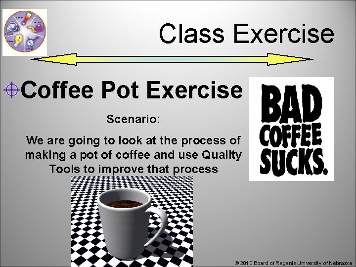 Class Exercise Coffee Pot Exercise Scenario: We are going to look at the process