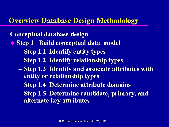 Overview Database Design Methodology Conceptual database design u Step 1 Build conceptual data model