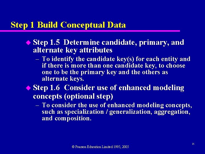 Step 1 Build Conceptual Data u Step 1. 5 Determine candidate, primary, and alternate
