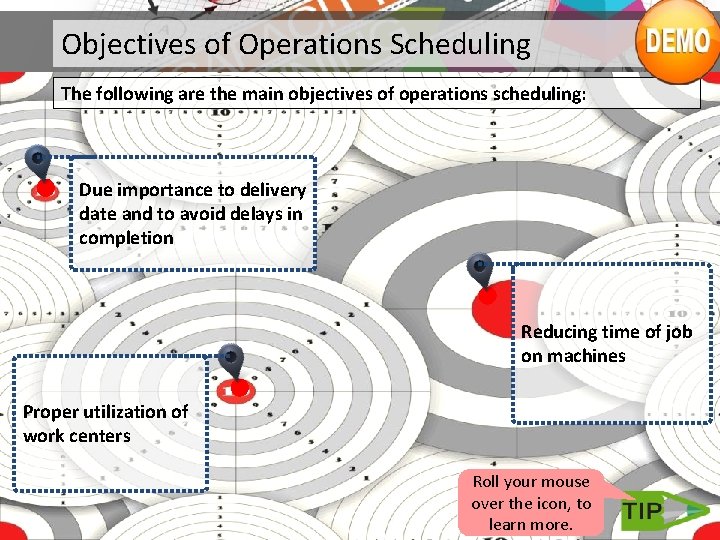 Objectives of Operations Scheduling The following are the main objectives of operations scheduling: Due