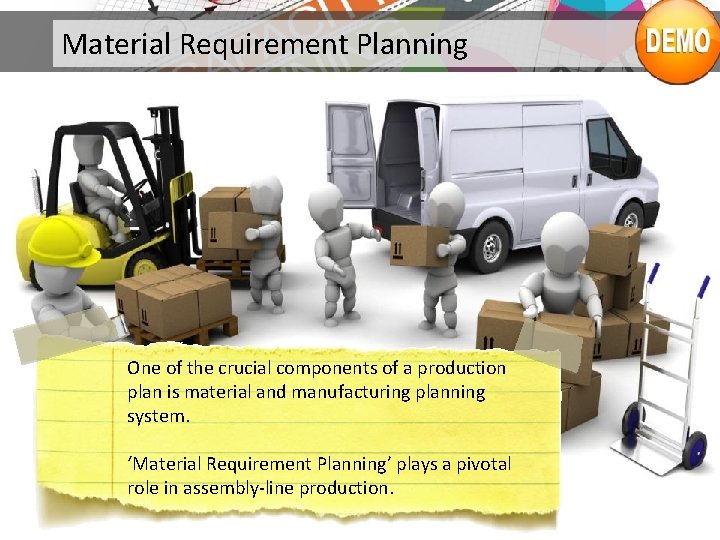 Material Requirement Planning One of the crucial components of a production plan is material