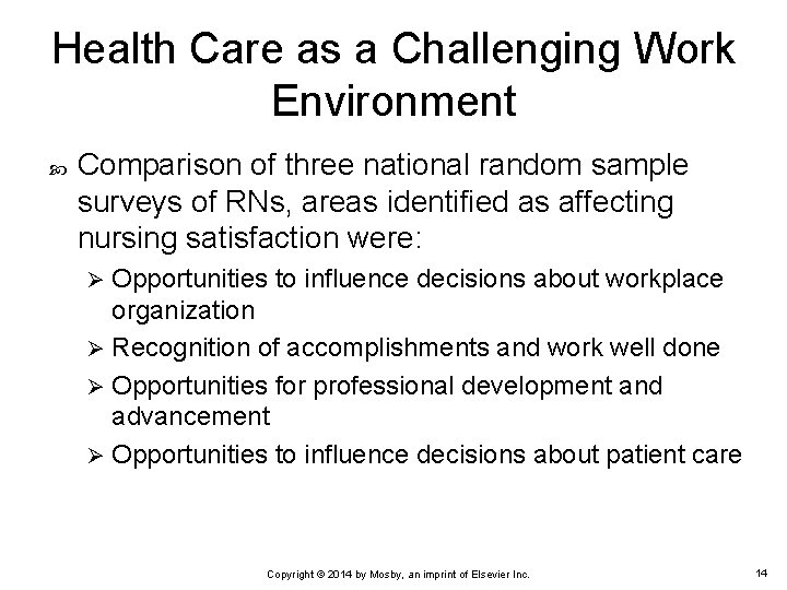 Health Care as a Challenging Work Environment Comparison of three national random sample surveys