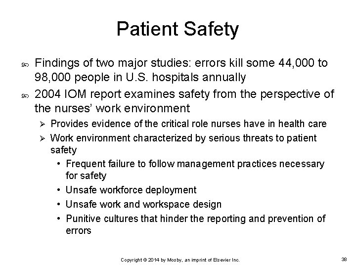 Patient Safety Findings of two major studies: errors kill some 44, 000 to 98, Patient Safety Findings of two major studies: errors kill some 44, 000 to 98,