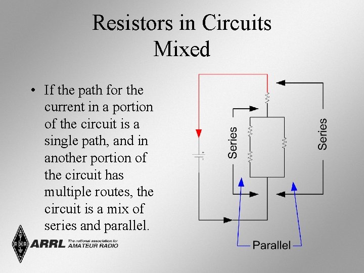 Resistors in Circuits Mixed • If the path for the current in a portion