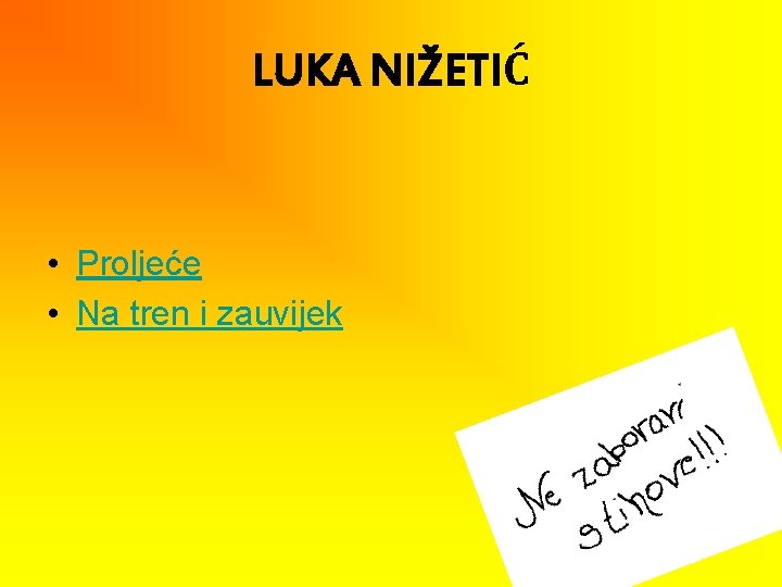 LUKA NIŽETIĆ • Proljeće • Na tren i zauvijek 