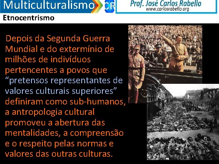 Multiculturalismo Etnocentrismo Depois da Segunda Guerra Mundial e do extermínio de milhões de indivíduos