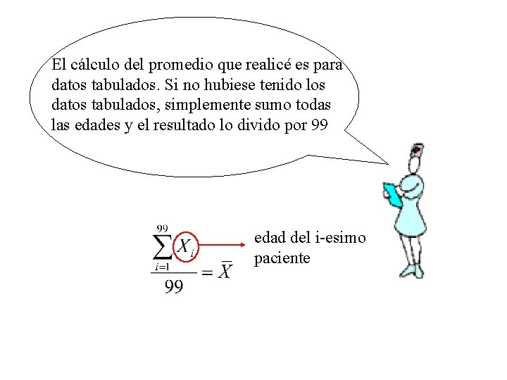 El cálculo del promedio que realicé es para datos tabulados. Si no hubiese tenido