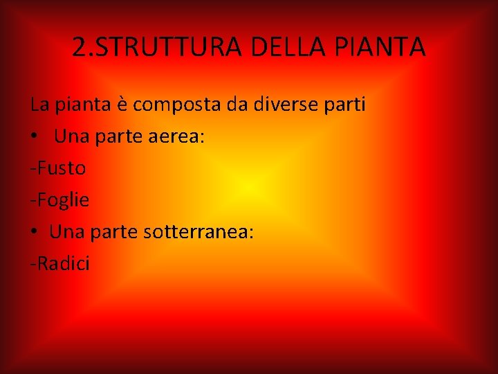 2. STRUTTURA DELLA PIANTA La pianta è composta da diverse parti • Una parte