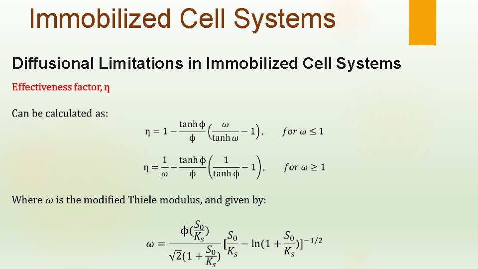 Immobilized Cell Systems Diffusional Limitations in Immobilized Cell Systems 