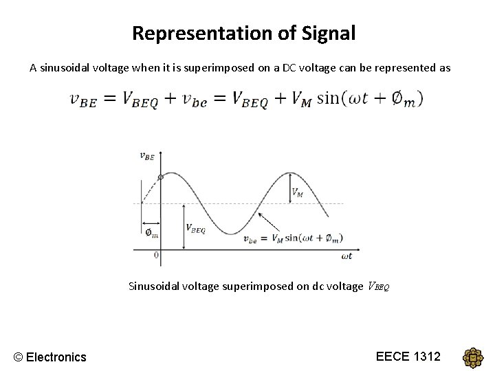 Representation of Signal A sinusoidal voltage when it is superimposed on a DC voltage