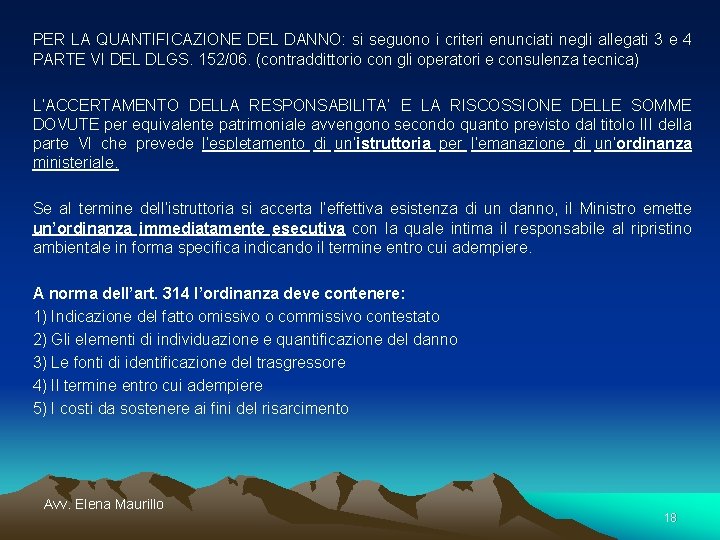 PER LA QUANTIFICAZIONE DEL DANNO: si seguono i criteri enunciati negli allegati 3 e