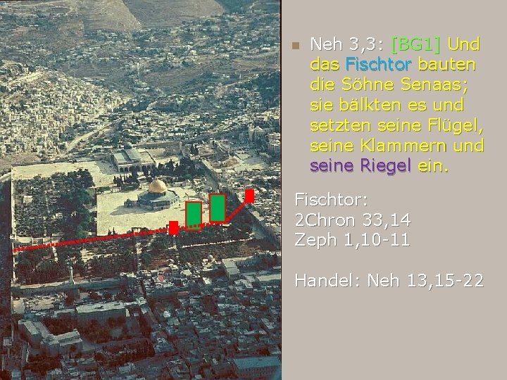 n Neh 3, 3: [BG 1] Und das Fischtor bauten die Söhne Senaas; sie