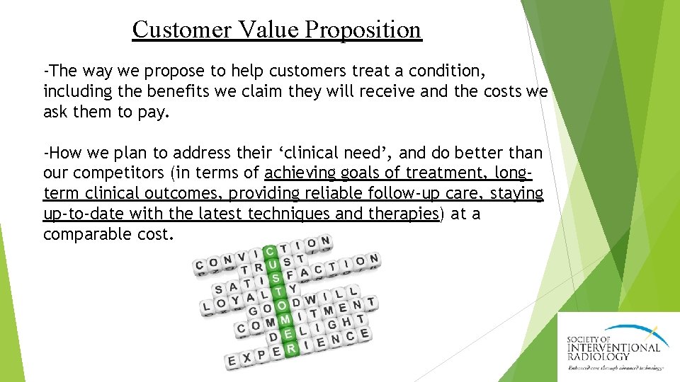 Customer Value Proposition -The way we propose to help customers treat a condition, including