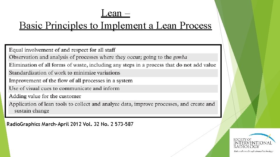 Lean – Basic Principles to Implement a Lean Process Radio. Graphics March-April 2012 Vol.