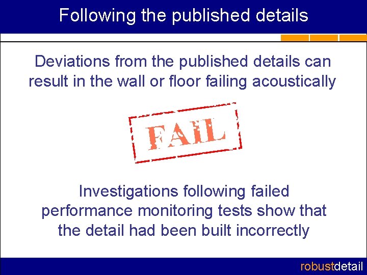 Following the published details Deviations from the published details can result in the wall