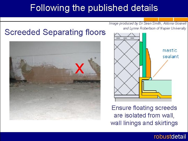 Following the published details Screeded Separating floors Image produced by Dr Sean Smith, Aldona