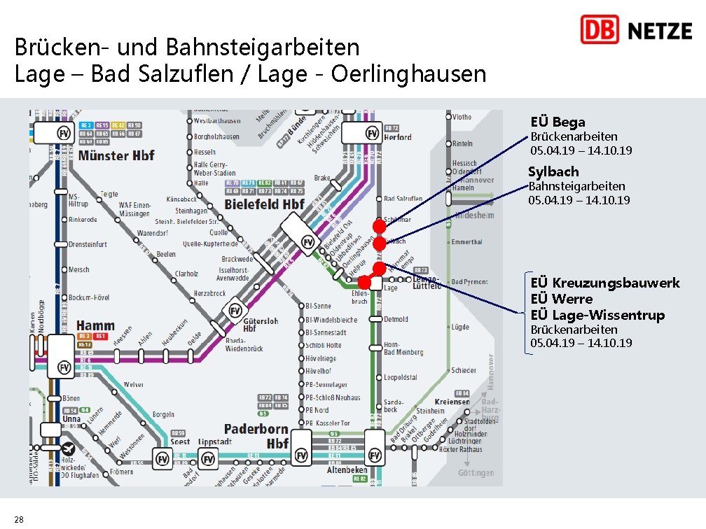 Brücken- und Bahnsteigarbeiten Lage – Bad Salzuflen / Lage - Oerlinghausen EÜ Bega Brückenarbeiten