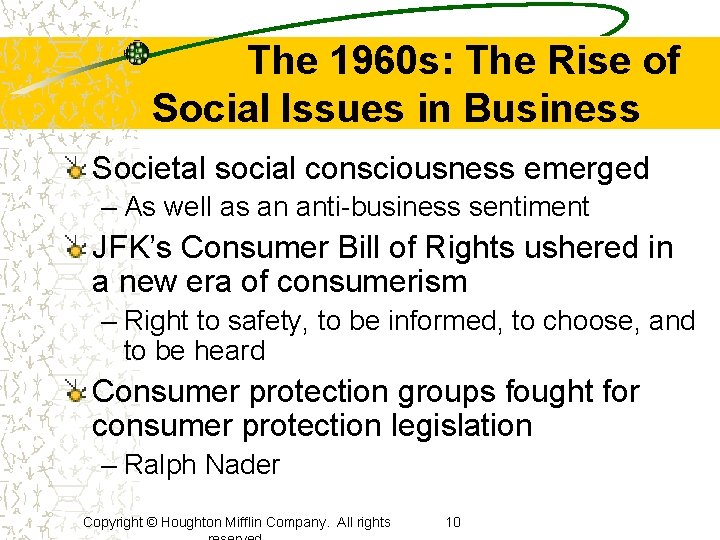 The 1960 s: The Rise of Social Issues in Business Societal social consciousness emerged