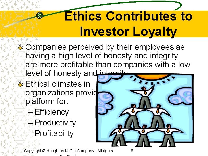 Ethics Contributes to Investor Loyalty Companies perceived by their employees as having a high