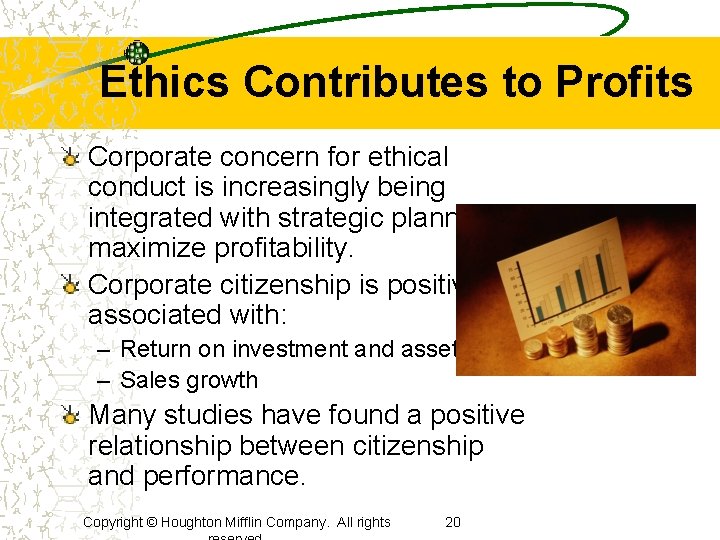 Ethics Contributes to Profits Corporate concern for ethical conduct is increasingly being integrated with