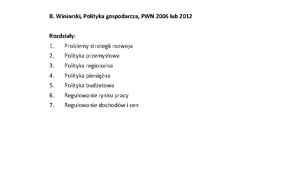 B Winiarski Polityka Gospodarcza Pdf