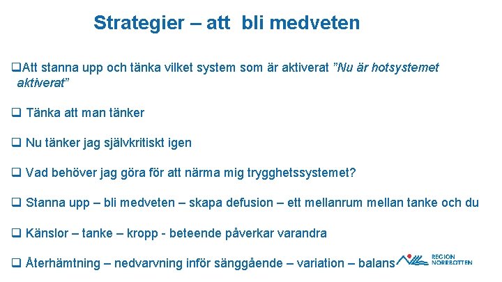 Strategier – att bli medveten q. Att stanna upp och tänka vilket system som