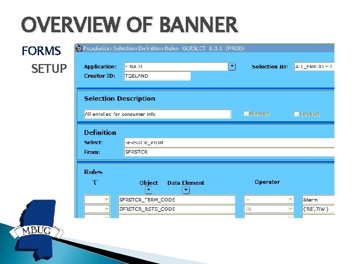OVERVIEW OF BANNER FORMS SETUP 