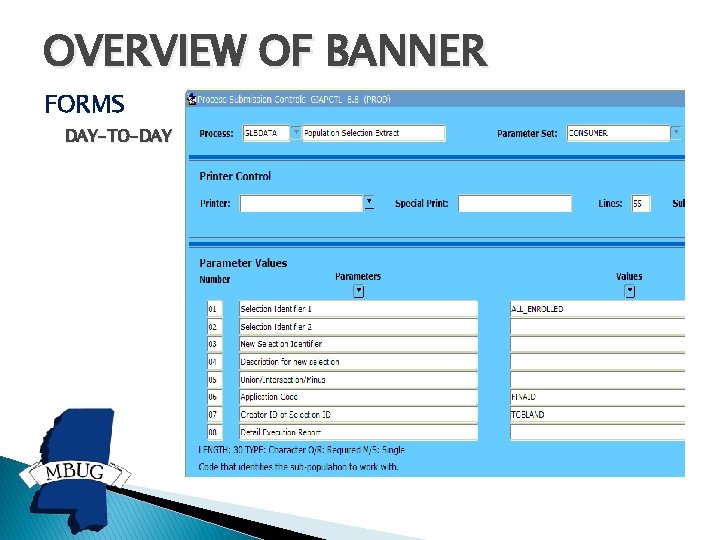 OVERVIEW OF BANNER FORMS DAY-TO-DAY 