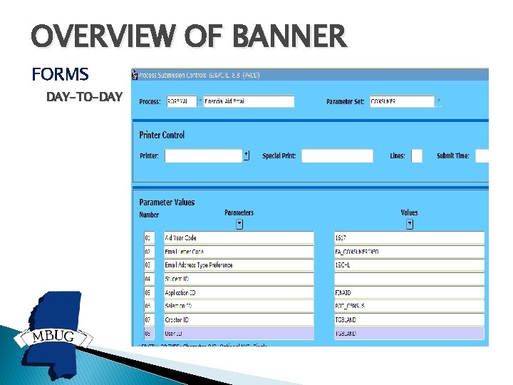 OVERVIEW OF BANNER FORMS DAY-TO-DAY 