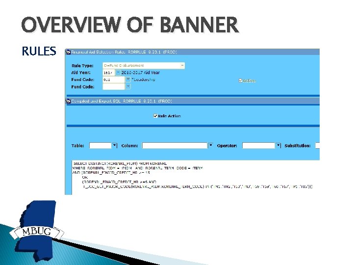OVERVIEW OF BANNER RULES OVERVIEW OF BANNER RULES